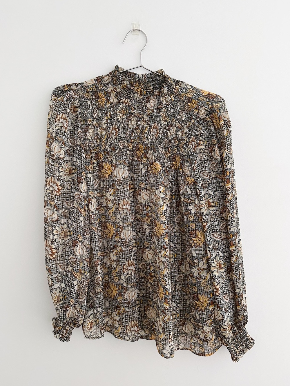 Maison d'Amelie Floral Smocked Blouse Boho Romantic Academia Ruffle Top Size M